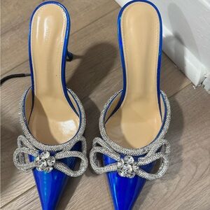MACH & MACH Royal Blue Heels with Silver Bow